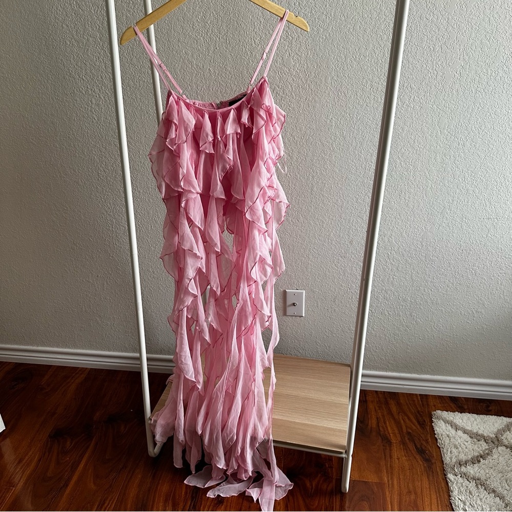 Barbie Core Crop Top with Cascading Slits